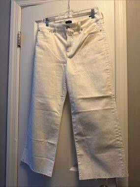 NWT J.Crew Factory Wide-Leg Cropped Jean All-Day Stretch Seashell White Size 29P